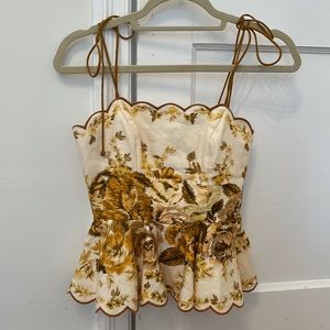 Zimmermann Scalloped Linen Peplum Top